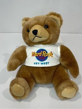 Hard Rock Cafe Brown Teddy Bear with White Logo Shirt